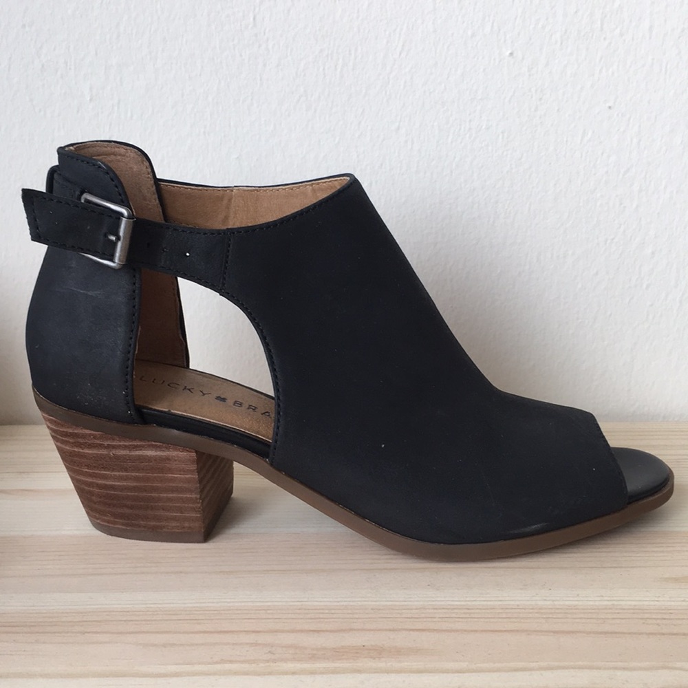 Lucky brand open toe booties